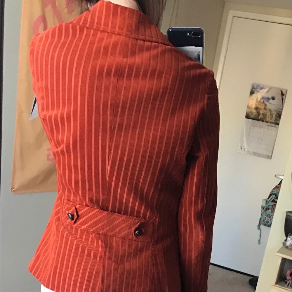 ORANGE CORDUROY STRIPED BLAZER JACKET - Picture 3 of 3
